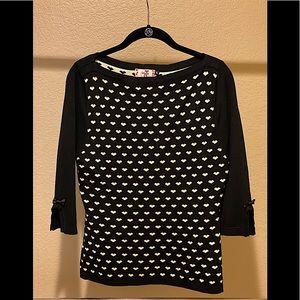 Banned Black & Ivory Hearts Half Sleeve Sweater